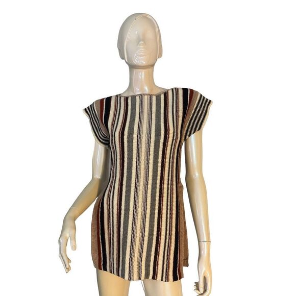 Vintage Striped Knit Shirt with Side Split Hem - Picture 4 of 14